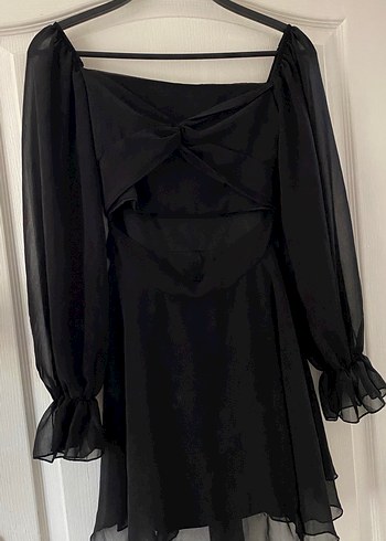Sevenhill Siyah Drapeli Gotik Midi Elbise