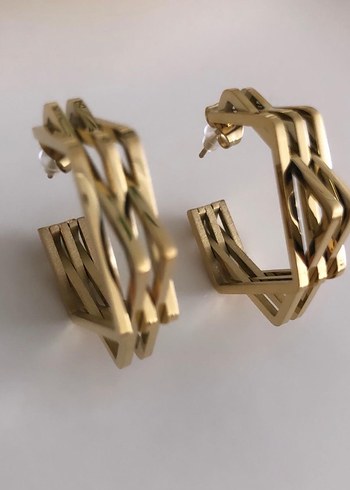 Pliseli Altın Renk Mini Kadın Küpe - Görsel 2