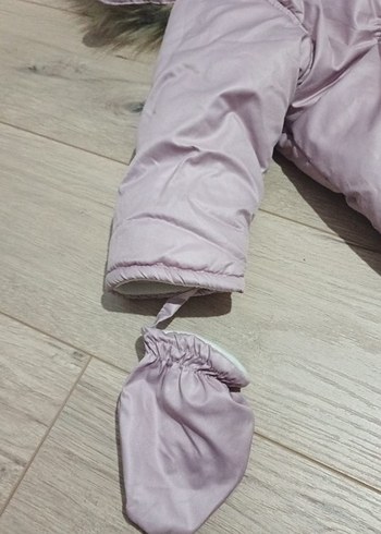 Kürklü Kapüşonlu Pembe Bebek Tulum - Görsel 7