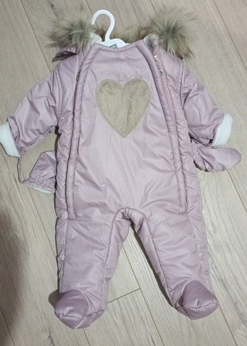 Kürklü Kapüşonlu Pembe Bebek Tulum - Görsel 4