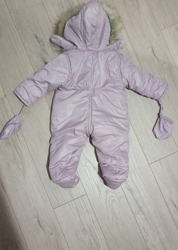 Kürklü Kapüşonlu Pembe Bebek Tulum - Görsel 6
