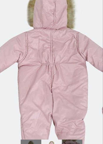 Kürklü Kapüşonlu Pembe Bebek Tulum - Görsel 2