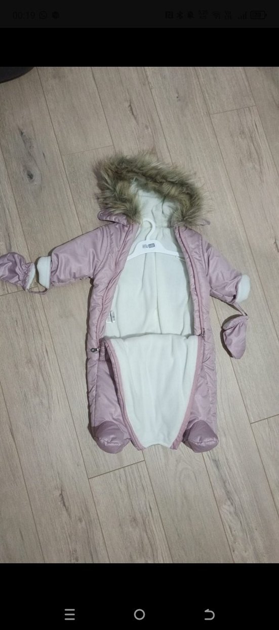 Kürklü Kapüşonlu Pembe Bebek Tulum - Görsel 5