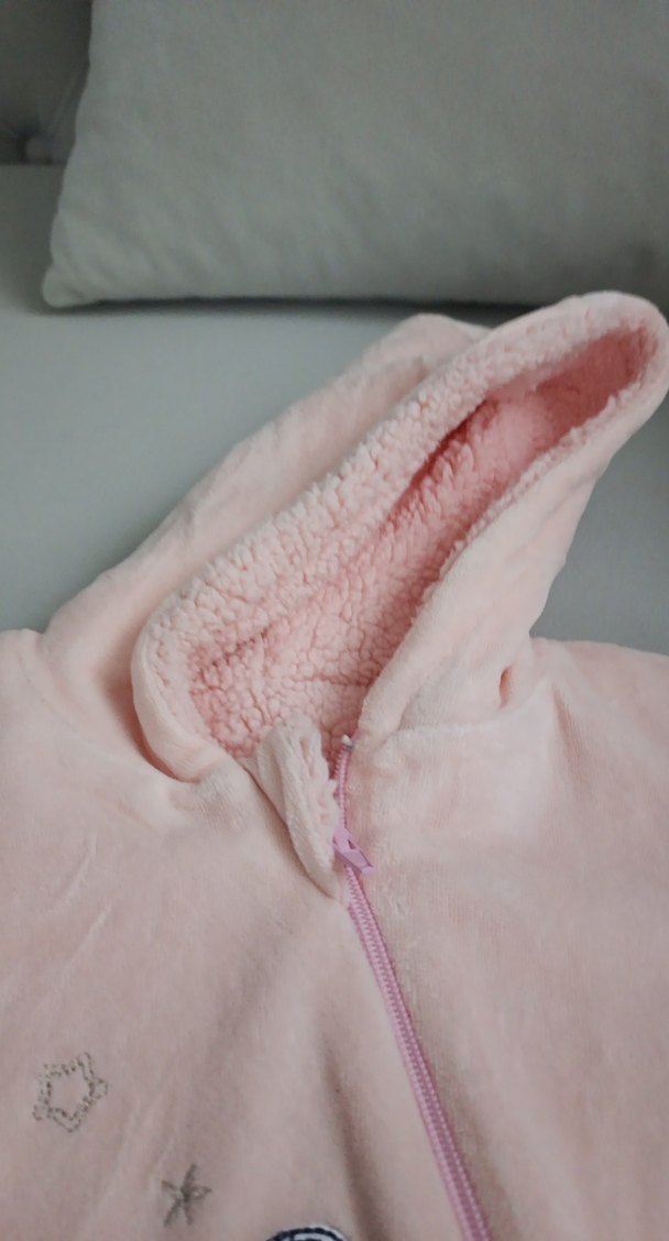 Kapüşonlu, Fermuarlı Pembe Bebek Tulumu - Görsel 2