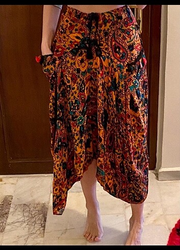 Etnik şal desen şalvar model etek