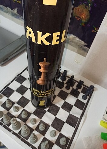 Okul Tipi Akel Satranç Takımı Seti Rulo Çantalı Büyük Boy Kutulu