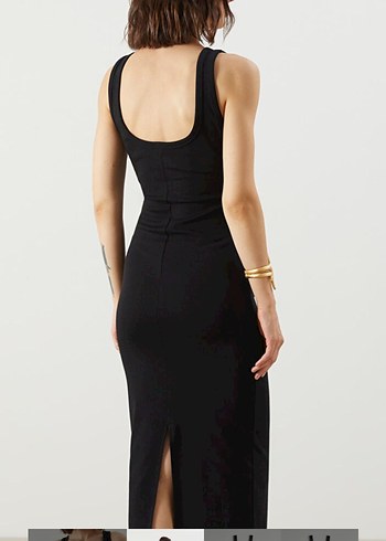 Siyah İnce Askılı Uzun Elbise - Görsel 4