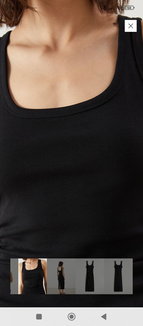 Siyah İnce Askılı Uzun Elbise - Görsel 3