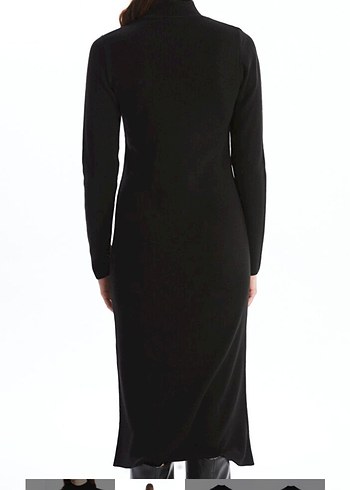Düğmeli Siyah Uzun Elbise - Görsel 4
