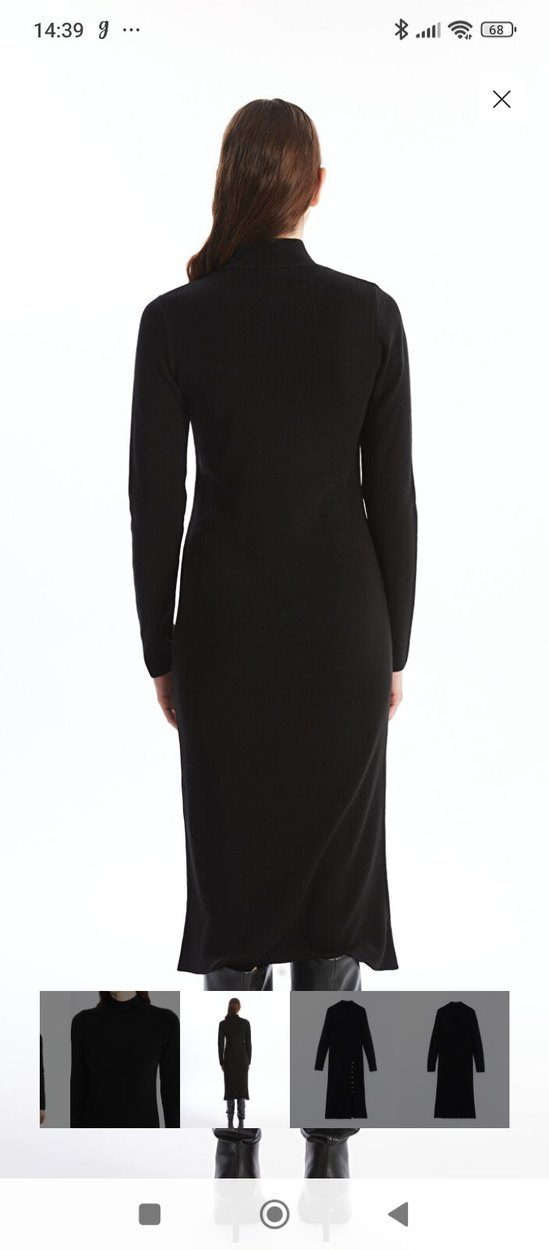 Düğmeli Siyah Uzun Elbise - Görsel 4