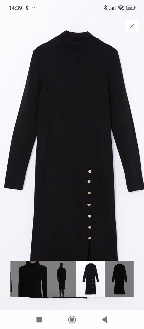 Düğmeli Siyah Uzun Elbise - Görsel 5