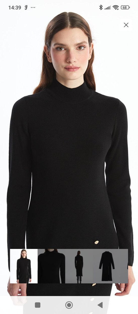 Düğmeli Siyah Uzun Elbise - Görsel 2