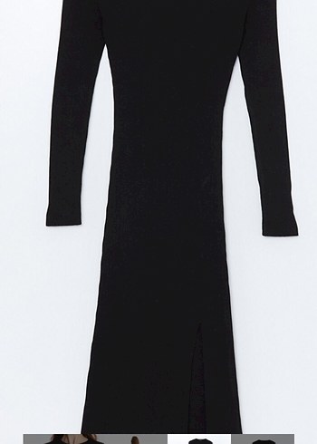 Siyah Yırtmaçlı Uzun Kadın Elbise - Görsel 4