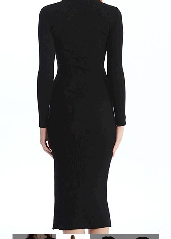 Siyah Yırtmaçlı Uzun Kadın Elbise - Görsel 3