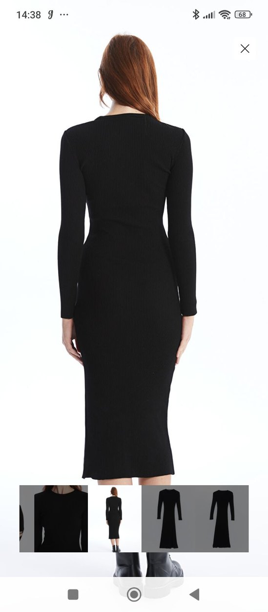 Siyah Yırtmaçlı Uzun Kadın Elbise - Görsel 3