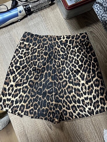 m Beden Leopar Desenli Şort Etek