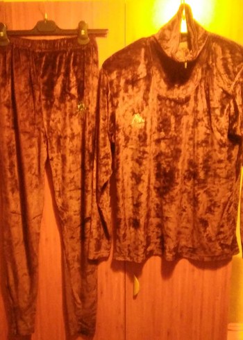 Kadın Kahverengi Salaş Kadife Eşofman Takımı - Görsel 2