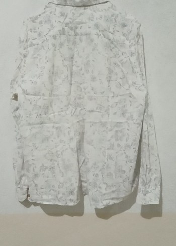 Kadın Beyaz Keten Uzun Kollu Gömlek - Görsel 2