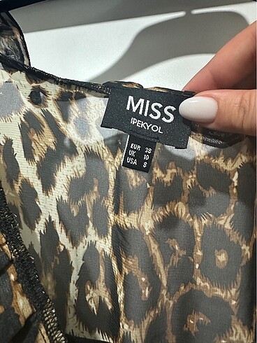 38 Beden kahverengi Renk Leopar elbise