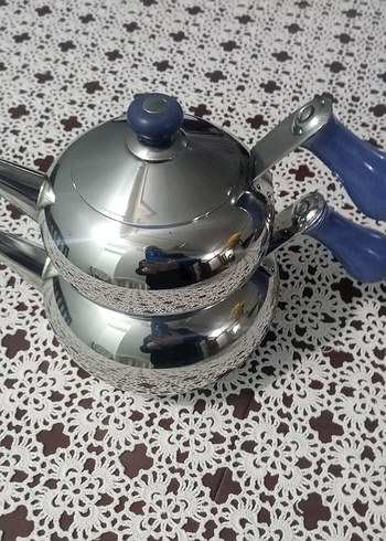 Beden mavi Renk Karaca marka tobak modeli çelik çaydanlık takımı