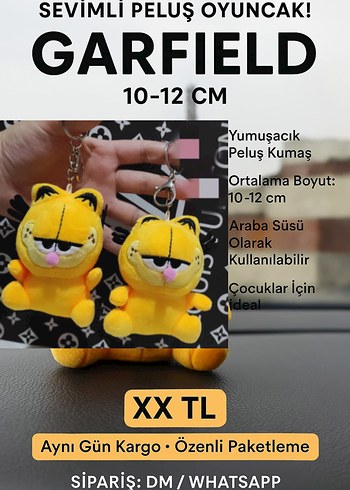 Sarı Garfield Peluş Anahtarlık 10-12 cm