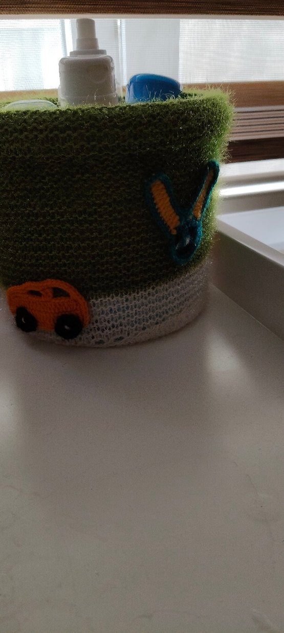 Yeşil Nakışlı Bebek sepeti el örgüsü renk olarak sipariş ver - Görsel 2