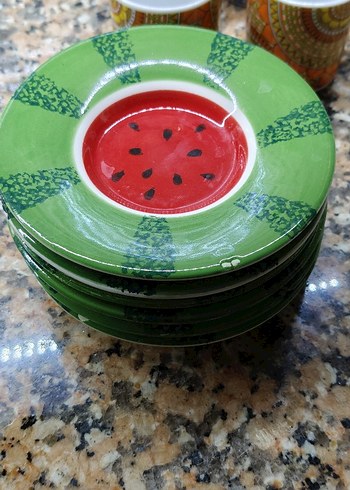 Renkli Karpuz Desenli Tabak Seti - Görsel 2