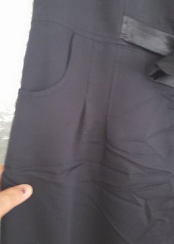 Düğmeli Siyah Midi elbise - Görsel 4