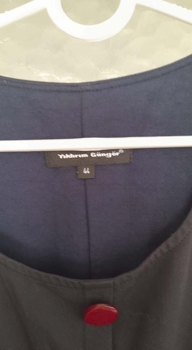 Düğmeli Siyah Midi elbise - Görsel 2