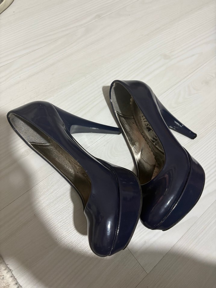 Mavi Parlak Rugan Stiletto Topuklu Kadın Ayakkabı - Görsel 4