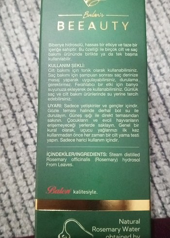 Diğer Saf Biberiye Suyu Saç ve Cilt Bakımı