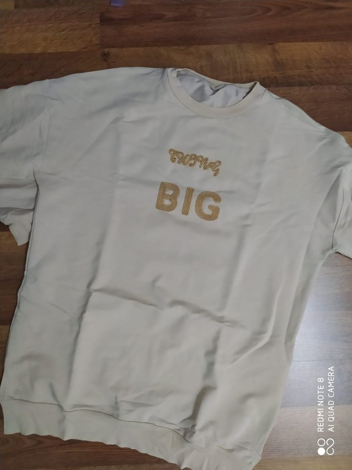 Beyaz Baskılı Kadın Uzun Sweatshirt - Görsel 2