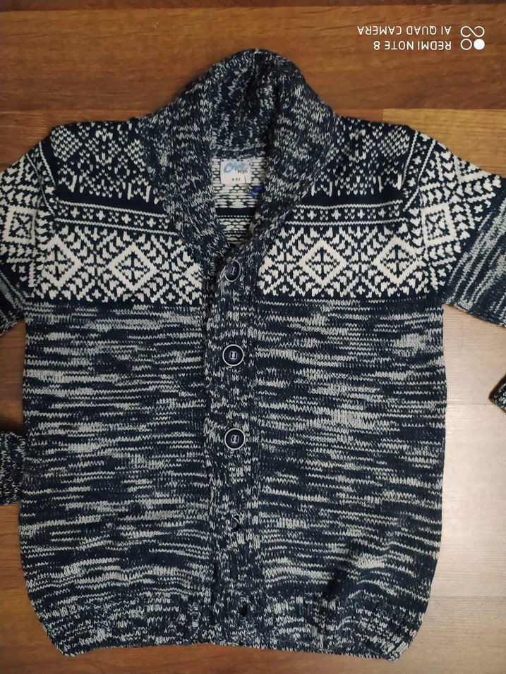 Gri Desenli Örgü Erkek Hırka - Görsel 2