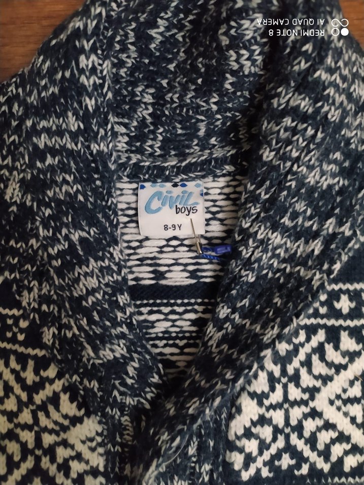 Gri Desenli Örgü Erkek Hırka - Görsel 3