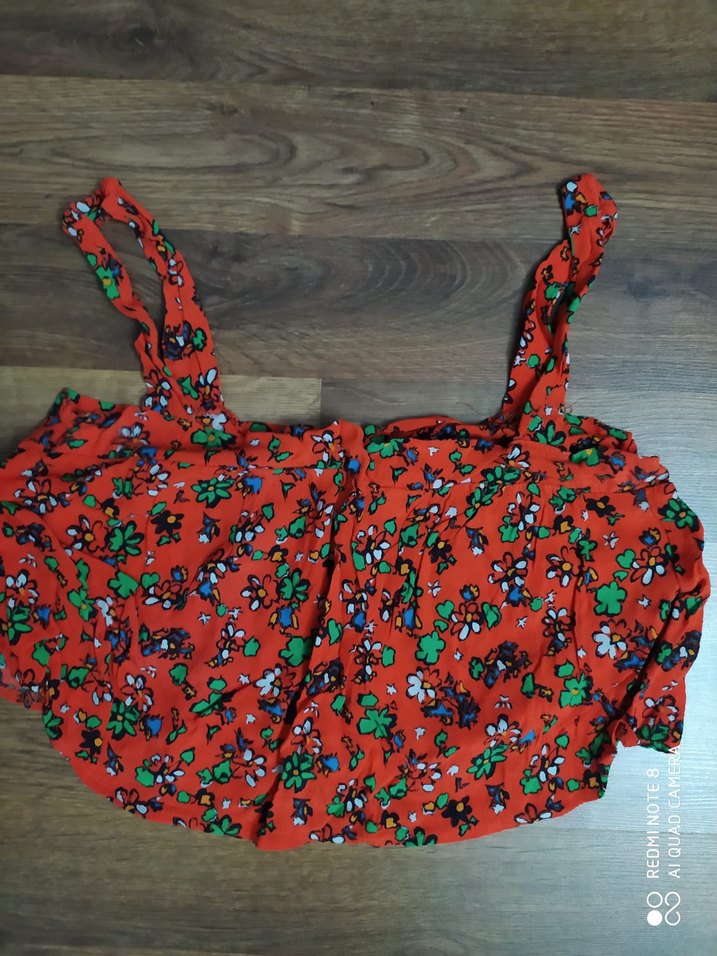 Renkli Desenli Kolsuz Mini Bluz - Görsel 2