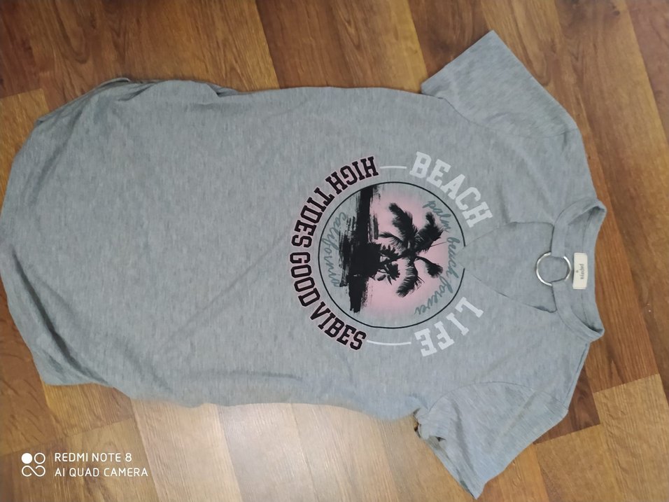 Bohem Gri Pamuklu Hamile Tişörtü - Görsel 3