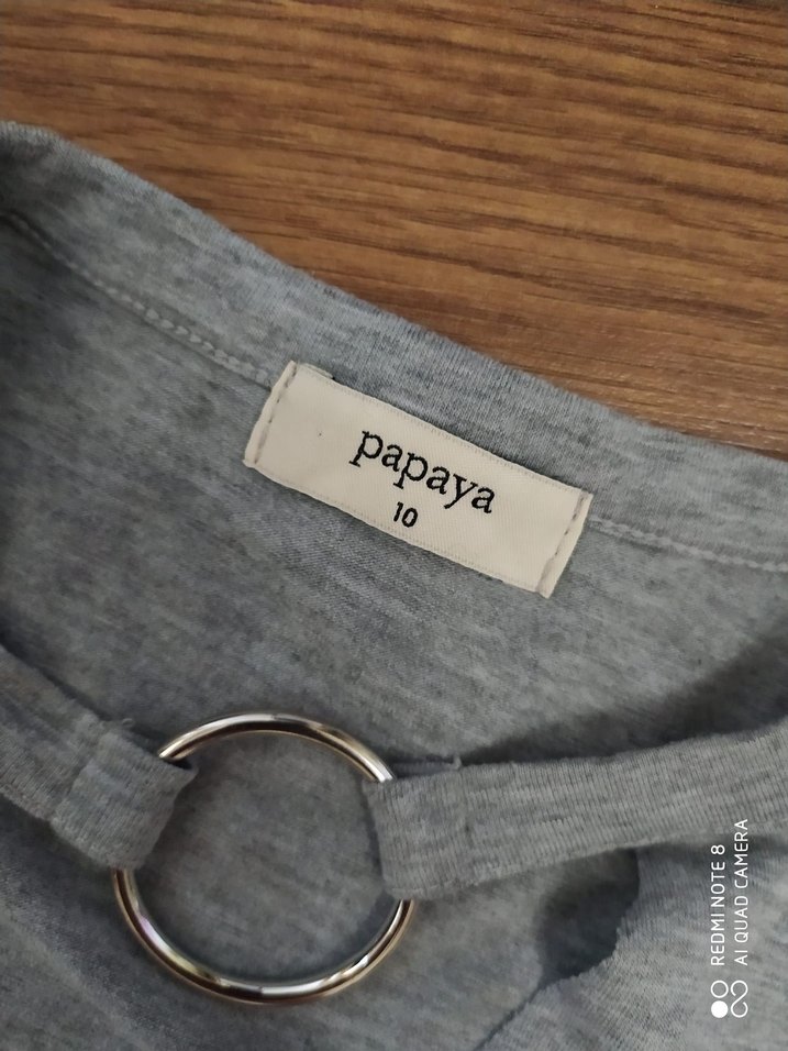 Bohem Gri Pamuklu Hamile Tişörtü - Görsel 4