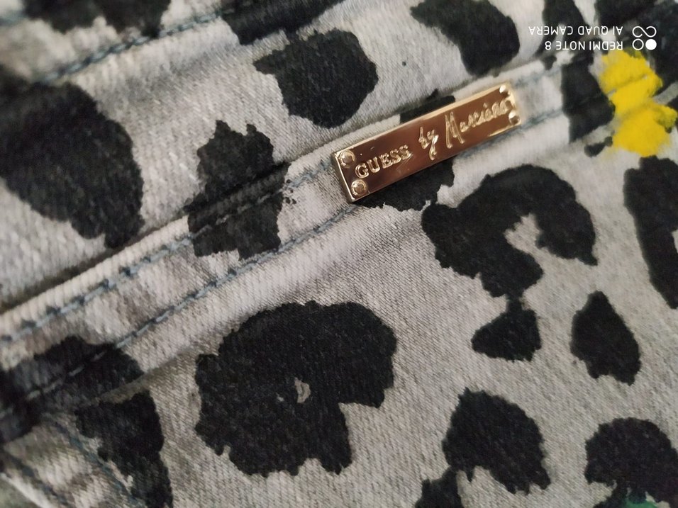 Gri Leopar Desenli Payetli Kadın Kumaş Pantolon - Görsel 3