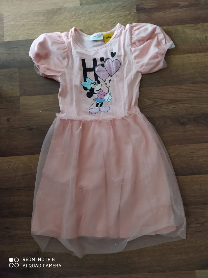 Kız Çocuk Pembe Kısa Kollu Elbise - Görsel 2