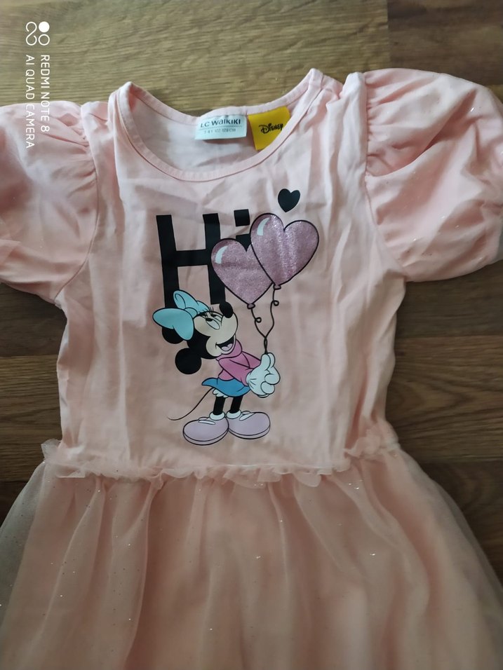 Kız Çocuk Pembe Kısa Kollu Elbise - Görsel 4