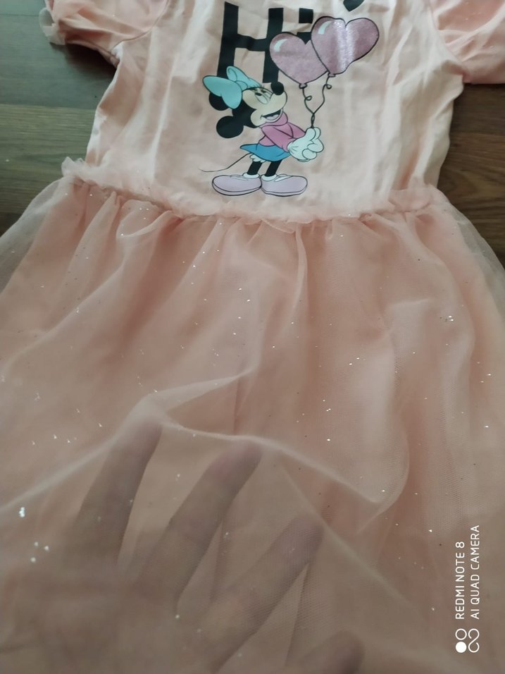 Kız Çocuk Pembe Kısa Kollu Elbise - Görsel 5