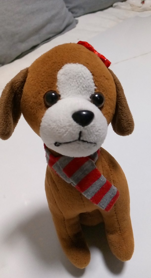 Kahverengi Fularlı Peluş Köpek Oyuncak - Görsel 4