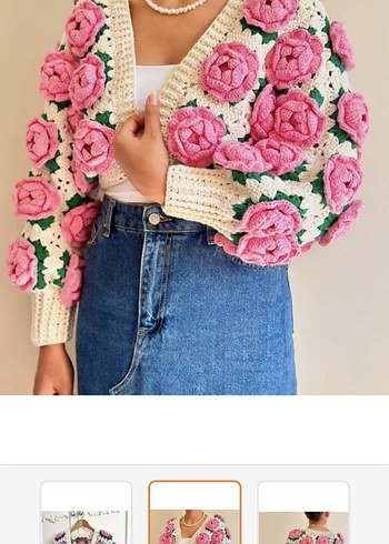 Çiçek Desenli Bohem Kadın Hırka - Görsel 16