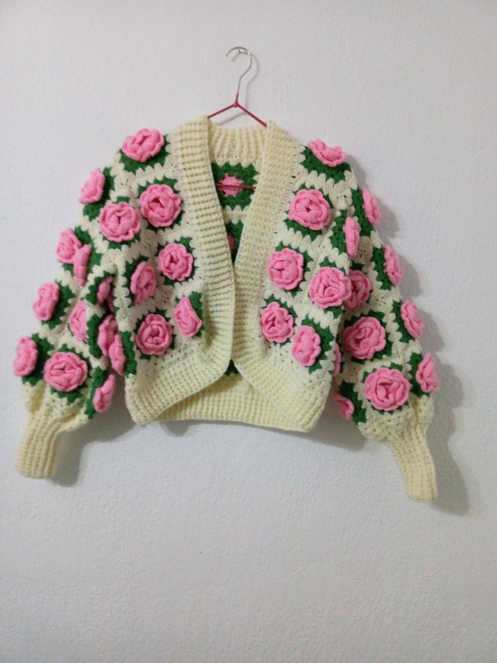 Çiçek Desenli Bohem Kadın Hırka - Görsel 2