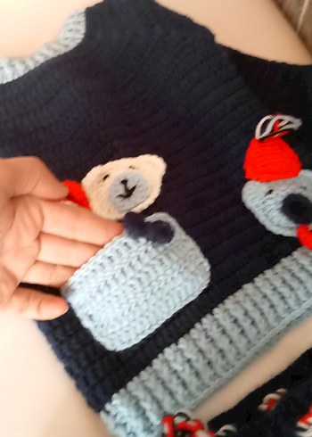 Erkek Bebek Örgü Takım Uzun Kollu - Görsel 6