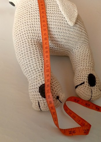 Bej Örgü Uzanan Köpek El Örgüsü Organik Oyuncak - Görsel 5