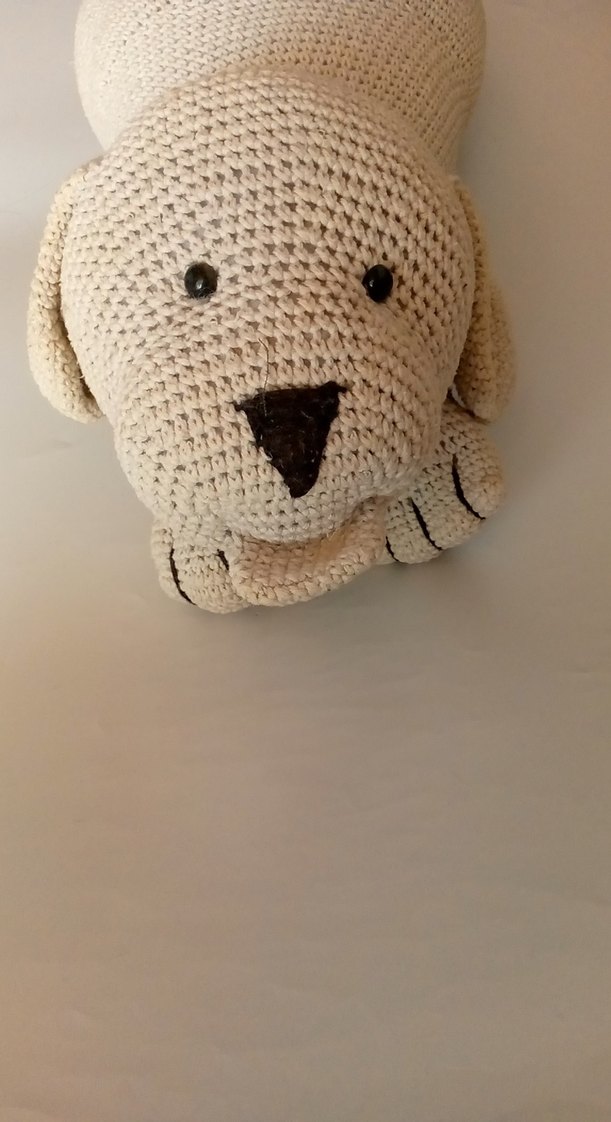 Bej Örgü Uzanan Köpek El Örgüsü Organik Oyuncak - Görsel 2