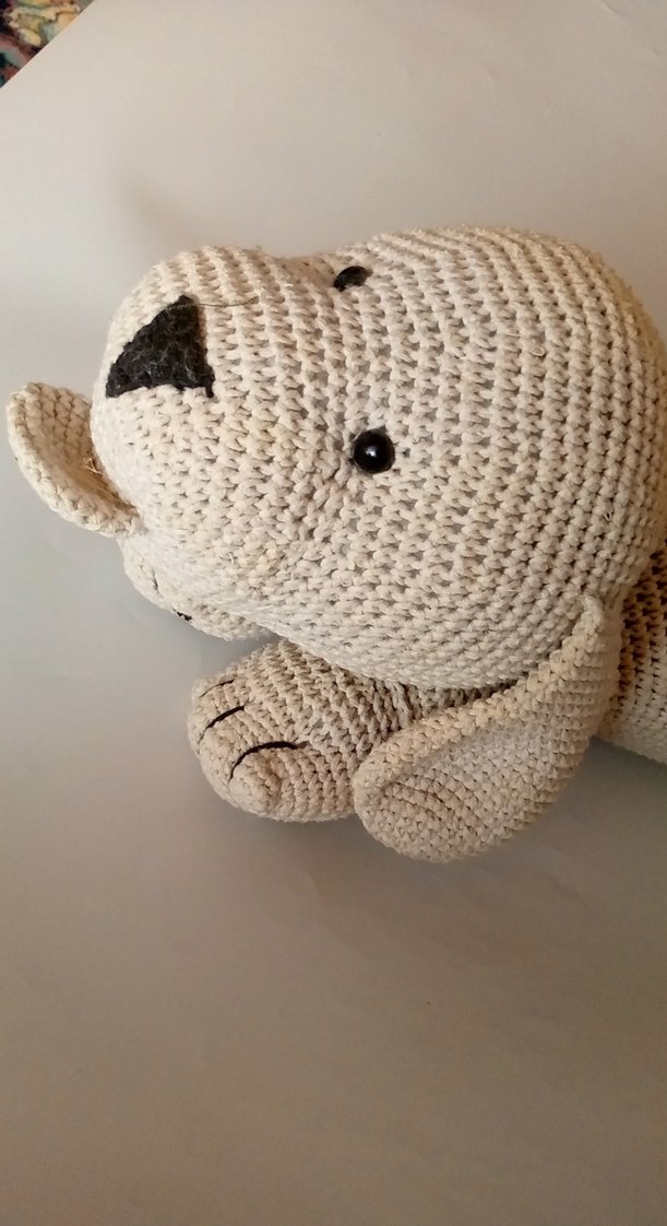 Bej Örgü Uzanan Köpek El Örgüsü Organik Oyuncak - Görsel 3