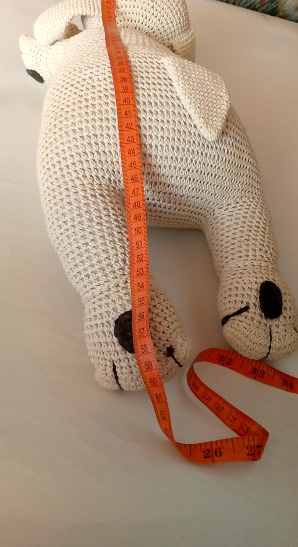 Bej Örgü Uzanan Köpek El Örgüsü Organik Oyuncak - Görsel 5