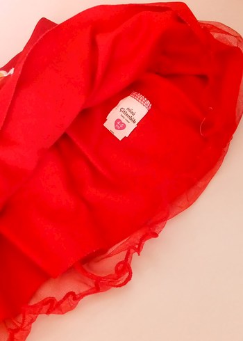 Kırmızı Fırfırlı Nakışlı Kız Eteği - Görsel 4